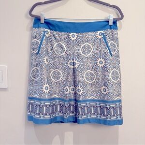 Ann Taylor Blue , White & Brown Unique Skirt Size 8P
